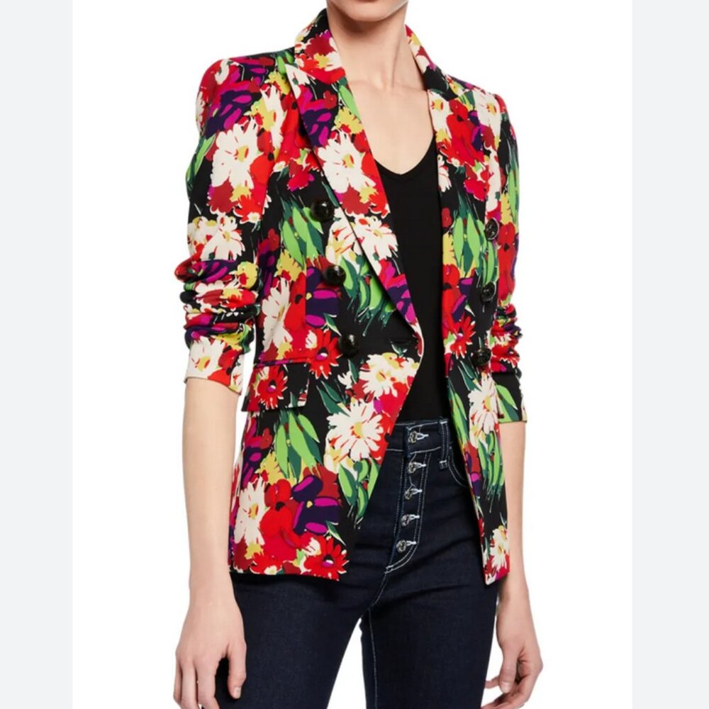 Veronica Beard Miller Floral Dickey Blazer Double Breasted Jacket Size 4